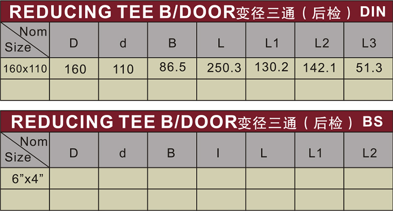 drainage upvc reducing tee back door grey