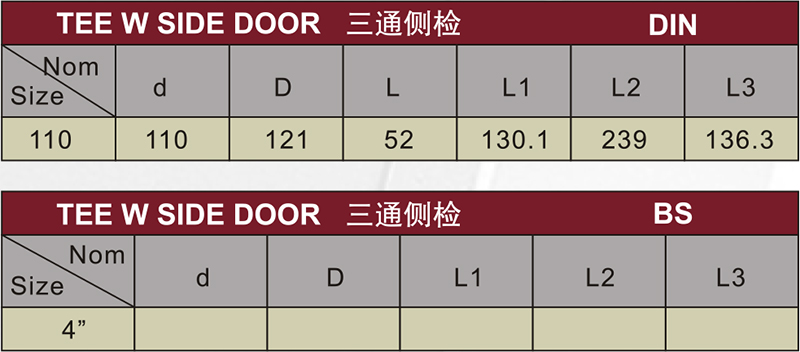 din drainage upvc tee side door grey color