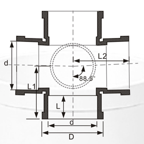 bs5255/4514 drainage upvc cross with door grey color 