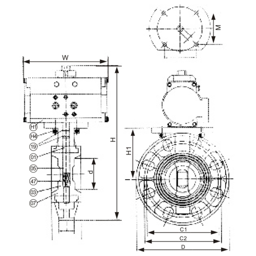 pneumatic actuator butterfly valve for water supply 