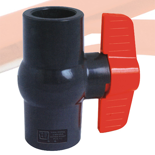 upvc compact ball valve red handle grey body 